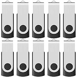 Lot de 10 clés USB 2.0 Flash Memory Stick 16 Go, avec indicateur LED, 12 étiquettes blanches amovibles (noir)