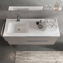 Kiamami Valentina MEUBLE DE SALLE DE BAIN AVEC LAVABO À GAUCHE 120CM GRIS CENDRÉ EFFET BOIS | NEW YORK