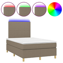 vidaXL Sommier à lattes de lit et matelas et LED Taupe 120x200cm Tissu