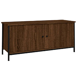 Maison Chic Meuble TV scandinave - Banc TV pour salon avec portes chêne marron 102x35x45 cm bois ingénierie -MN18758