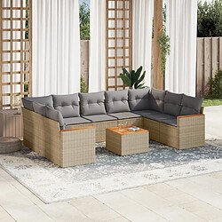 Maison Chic Salon de jardin avec coussins 10 pcs | Ensemble de Table et chaises | Mobilier d'Extérieur beige résine tressée -GKD33960