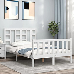 Maison Chic Cadre/structure de lit avec tête de lit pour adulte - Lit Moderne Chambre blanc petit double bois massif -MN70607