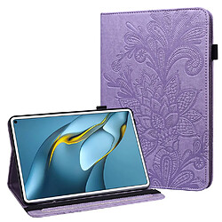 Etui en PU motif fleur couleur unie avec support violet pour votre Huawei MatePad Pro 10.8 (2021)