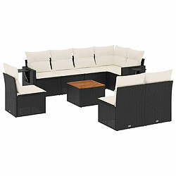 Maison Chic Salon de jardin 9 pcs avec coussins | Ensemble de Table et chaises | Mobilier d'Extérieur noir résine tressée -GKD77473