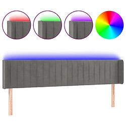 vidaXL Tête de lit à LED Gris foncé 163x16x78/88 cm Velours