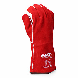 Gants de travail EDM Soudeurs Rouge Kevlar Coton Daim - 10 pas cher