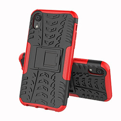 Wewoo Coque Pneu Texture TPU + PC Antichoc pour iPhone X / XS, avec support (Rouge)