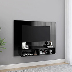 Maison Chic Meuble TV scandinave mural suspendu - Noir brillant 120x23,5x90 cm Aggloméré -MN25957