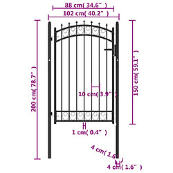 Acheter vidaXL Portail de clôture avec pointes Acier 100x150 cm Noir