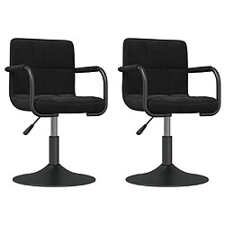 vidaXL Chaises pivotantes à manger lot de 2 noir velours