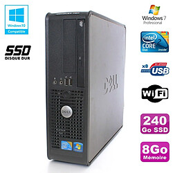 PC DELL Optiplex 780 Sff Core 2 Duo E8400 3Ghz 8Go DDR3 240Go SSD WIFI Win 7 Pro - Occasion