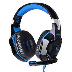 Wewoo Casque PC bleu et noir pour PC Gamer, Longueur du Câble: Environ 2.2m + Sur-oreille Jeu Gaming Écouteur Bandeau avec Micro Basse Stéréo LED Lumière