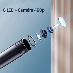 Endoscope Mini Caméra 3 En 1, 7mm Micro USB Type-C 6 LED Étanche, Compatible Smartphone Tablette Android Et PC