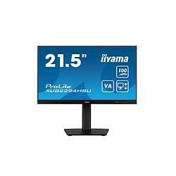 Ecran IIYAMA 21.5" Noir ULTRA MINCE VA 16:9 1920x1080 1ms 100Hz 250cd/m² 1xHDMI 1xDP 2xUSB HUB (2.0) HPs 15cm pied réglable en hauteur Pivot TCO / XUB2294HSU-B6