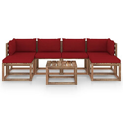 vidaXL Salon palette de jardin 7 pcs et coussins Bois de pin imprégné