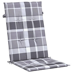 Avis vidaXL Coussins de chaise jardin à dossier haut lot de 4 carreaux gris