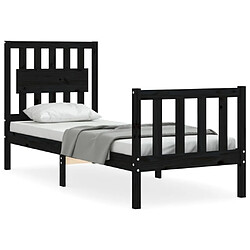 Maison Chic Cadre/structure de lit avec tête de lit pour adulte - Lit Moderne Chambre noir petit simple bois massif -MN61197