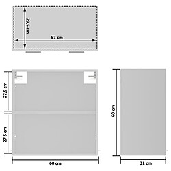 vidaXL Armoire en verre suspendue Blanc 60x31x60 cm Bois ingénierie pas cher