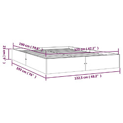 vidaXL Cadre de lit sans matelas blanc bois massif 120x190 cm pas cher