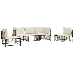 Avis Maison Chic Salon de jardin 5 pcs + coussins - Mobilier/Meubles de jardin - Table et chaises d'extérieur anthracite résine tressée -MN29464