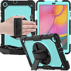 Acheter Coque en TPU + Silicone avec béquille et sangle noir/cyan pour votre Samsung Galaxy Tab A 10.1 (2019) SM-T510/T515