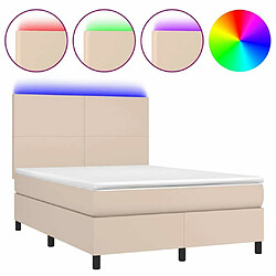 Sommier à lattes LED,Cadre à lattes de lit avec matelas pour Adulte Cappuccino 140x200 cm -MN88361