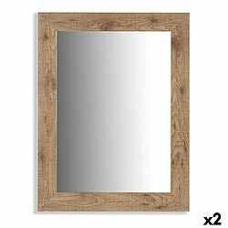 Gift Decor Miroir mural Marron Bois verre 66 x 85 x 2 cm (2 Unités)