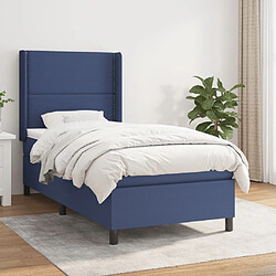 Maison Chic Structures de lit + matelas,Lit à sommier tapissier avec matelas Bleu 90x200 cm Tissu -MN70391