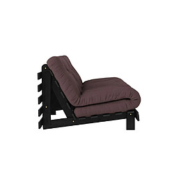 Inside 75 Canapé convertible futon ROOTS pin laqué noir matelas 160 x 200 cm coloris marron