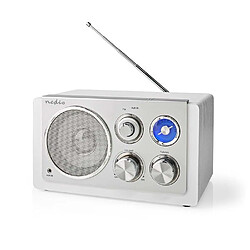 Avis NEDIS Radio FM Vintage de table FM Alimentation secteur Analogique 15 W Bluetooth® Blanc