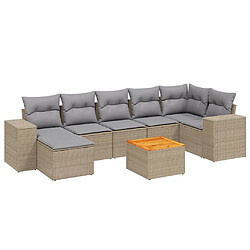 vidaXL Salon de jardin avec coussins 8 pcs beige résine tressée