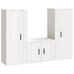 Maison Chic Ensemble de meubles TV 3 pcs pour salon - Blanc brillant Bois d'ingénierie -MN83418