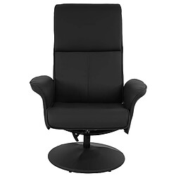 Mendler Fauteuil relax Helsinki fauteuil TV avec repose-pieds/pouf ~ similicuir, noir pas cher