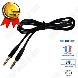 Tech Discount TD® Cordon Câble mal à mal 3.5 mm auxiliaire aux mâle a mâle cordon audio stéréo pour PC iPod MP3 de voiture (Noir)