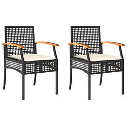 Maison Chic Lot de 2 Chaises de jardin coussins | chaises Relax noir résine tressée acacia -GKD44765