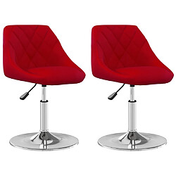 vidaXL Chaises pivotantes à manger lot de 2 Rouge bordeaux Velours