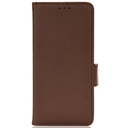 Etui en PU texture litchi, fermoir aimanté avec support marron pour votre Samsung Galaxy S20 Ultra