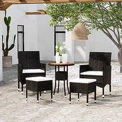 Maison Chic Salon de jardin 5 pcs | Ensemble de Table et chaises | Mobilier d'Extérieur Résine tressée Noir -GKD56329