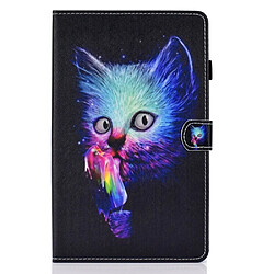 Etui en PU impression de motifs avec des fentes pour cartes chaton diabolique pour votre Samsung Galaxy Tab A 10.1(2019) T510/T515