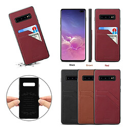 Wewoo Coque Pour Galaxy S10 Plus Denior V1 Housse de protection en cuir de vachette voiture de luxe avec fentes carte double marron pas cher