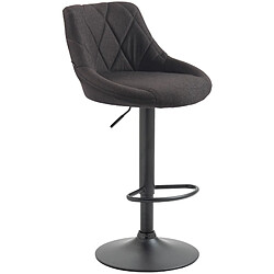 Decoshop26 Tabouret de bar chaise haute x 1 avec coutures décoratives assise en tissu gris foncé pieds noir 10_0005089