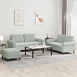 Maison Chic Ensemble de canapés 3 pcs avec coussins, Canapé droit Sofa pour Salon Gris clair Velours -GKD423338