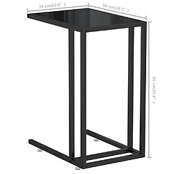 vidaXL Table d'appoint pour ordinateur Noir 50x35x65 cm Verre trempé pas cher