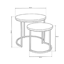 Mes Lot de 2 tables gigognes rondes 53 et 40 cm en bois exotique naturel pas cher