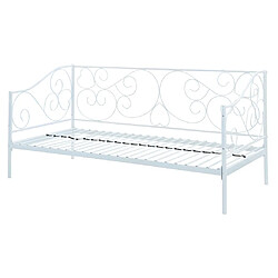 Acheter Vente-Unique Lit banquette VIVIAN - 90 x 200 cm - Métal - Blanc + matelas