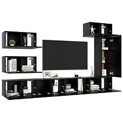 Avis Maison Chic Ensemble de meubles TV 8 pcs | Banc TV Moderne pour salon | Meuble de Rangement - Noir Aggloméré -MN78533