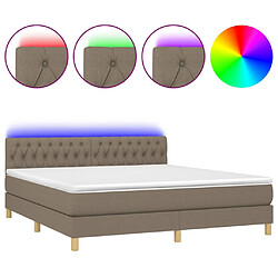 Maison Chic Lit adulte- Lit + matelas,Sommier à lattes de lit avec matelas LED Taupe 180x200 cm Tissu -GKD69192