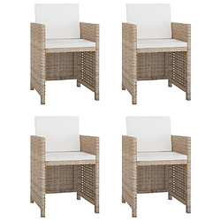 vidaXL Ensemble à manger d'extérieur avec coussins 5 pcs Rotin Beige