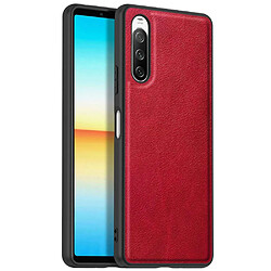 Coque en TPU + PU anti-chute, anti-empreintes digitales, style rétro pour votre Sony Xperia 10 III 5G/10 III Lite - rouge