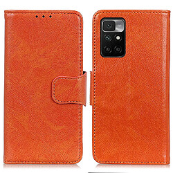 Etui en PU texture nappa avec support et porte-carte orange pour votre Xiaomi Redmi 10